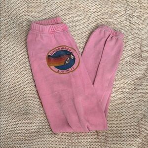 Aviator Nation Pink Sweatpants with Colorful Patch